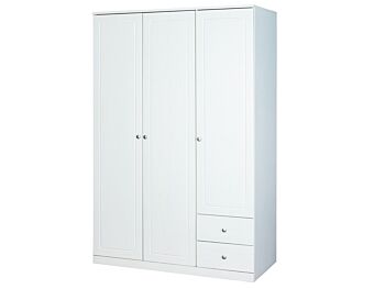 Armadio con 3 ante battenti e 2 cassetti in finitura bianco 