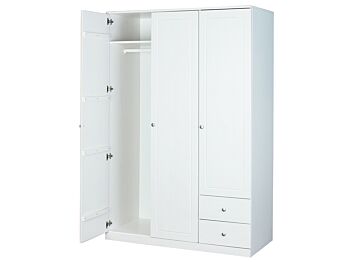 Armadio con 3 ante battenti e 2 cassetti in finitura bianco 