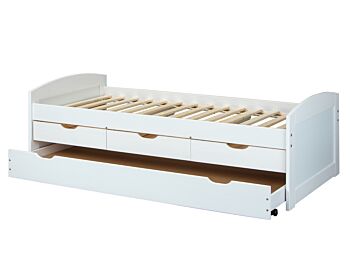 LETTO CON CASSETTI CONTENITORE E SECONDO LETTO INFERIORE AD ESTRAZIONE. 