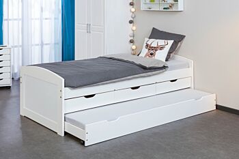 LETTO CON CASSETTI CONTENITORE E SECONDO LETTO INFERIORE AD ESTRAZIONE. 