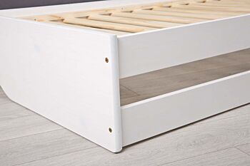 Pratico letto in pino massello con 3 letti in uno, disponibile bianco o legno naturale
