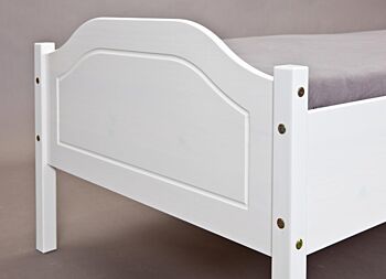 Letto in legno massello, disponibile in bianco o legno naturale