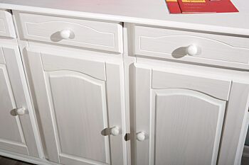 Credenza in legno massiccio a tre ante e tre cassetti / bianco