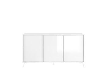 Madia moderna 3 ante, finitura Bianco Laccato Lucido