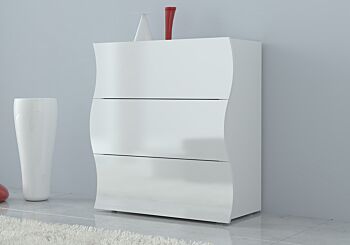Comò moderno a 3 cassetti sagomati, linea onda