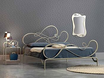 Letto in ferro battuto  Salieri, colore champagne, made in Italy