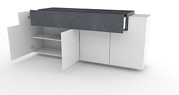 Madia moderna di design 4 ante bianca lucida con cassetto ardesia