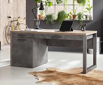 Scrivania Industry in finitura Rovere e Grigio smoke