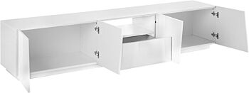 Mobili per televisori con 4 ante e 1 cassetto in finitura bianco lucido