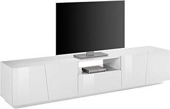 Mobili per televisori con 4 ante e 1 cassetto in finitura bianco lucido