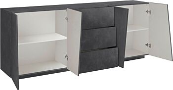 Madia credenza 4 ante 3 cassetti in finitura ardesia