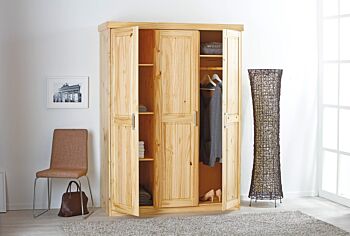 Armadio tre ante in legno massello finitura pino naturale