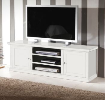 Porta TV in legno, bianco opaco, 160X55 cm