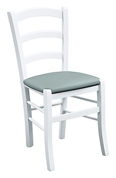 Sedia in finitura laccato bianco con fondino grigio
