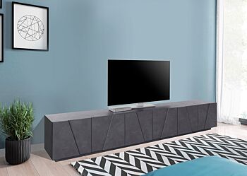 Mobile porta tv 6 ante con disegni geometrici in finitura Ardesia