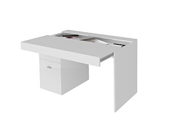 Scrivania 1 anta e 1 cassetto bianco larice, made in Italy