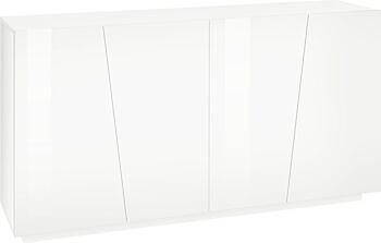 Credenza con ante asimmetriche di piccole dimensioni, Bianco lucido