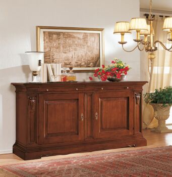 Credenzone in legno finitura noce arte povera, con 2 porte 213x109