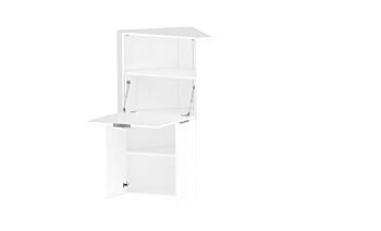 Scrivania estraibile, multiuso ad angolo, bianco lucido, made in Italy