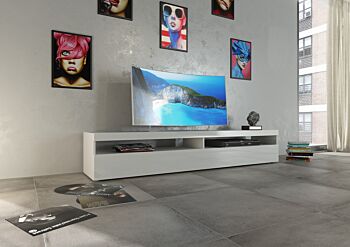 Mobile porta TV di design Bianco Lucido con anta a ribalta e 2 vani a giorno
