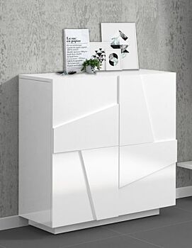 Ingresso moderno con scarpiera, appendiabiti e madia in finitura Bianco lucido