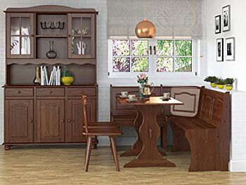 Panca contenitore ad angolo, legno massello verniciato Mocca