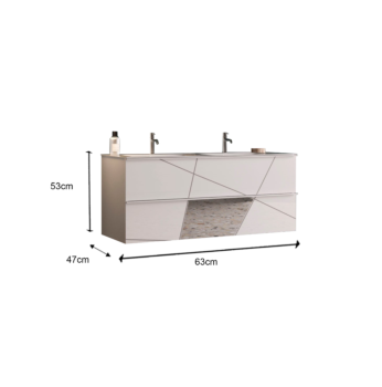 Mobile da bagno sospeso con 2 cassetti L.63 cm bianco lucido, in offerta 