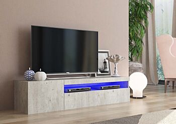 Base Porta TV moderna a 1 anta e 1 ribalta, finitura cemento