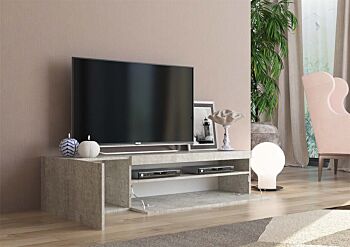 Base Porta TV moderna a 1 anta e 1 ribalta, finitura cemento