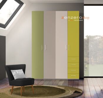 Armadio H.195  con 4 ante battenti e 4 cassetti in finitura LACCATO