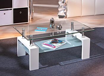 Tavolino da caffè in vetro di design moderno  bianco
