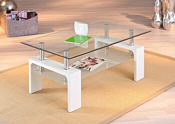 Tavolino da caffè in vetro di design moderno  bianco