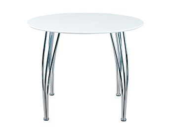 Tavolo rotondo in mdf laccato bianco e metallo, 100x100 cm