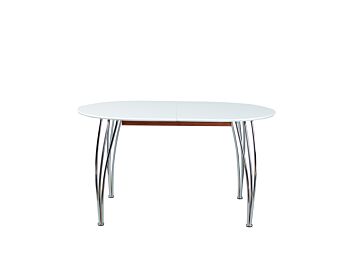 Tavolo allungabile, in mdf laccato bianco e metallo, 140x90 cm