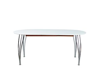 Tavolo allungabile, in mdf laccato bianco e metallo, 140x90 cm