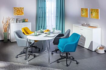 Tavolo allungabile, in mdf laccato bianco e metallo, 140x90 cm