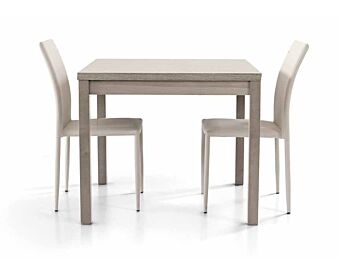 Tavolo allungabile in legno, finitura rovere grigio, con apertura a libro