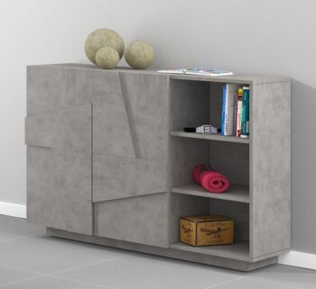Ingresso moderno con scarpiera, appendiabiti e madia in finitura Beton