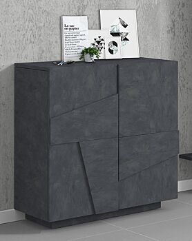 Scarpiera a 2 ante con disegni geometrici in finitura Ardesia