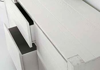 Credenza Moderna, Madia di Design, 2 ante e 2 cassetti, Abete Bianco Spazzolato