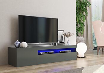 Base Porta TV moderna a 1 anta e 1 ribalta, finitura Antracite lucido