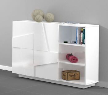 Ingresso moderno con scarpiera, appendiabiti e madia in finitura Bianco lucido