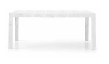 Tavolo di design allungabile in legno, finitura bianco frassinato, apertura con binario