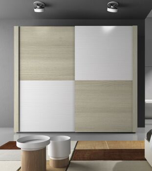Armadio maxi Nibbio con 2 ante scorrevoli in finitura Larice bianco e Olmo