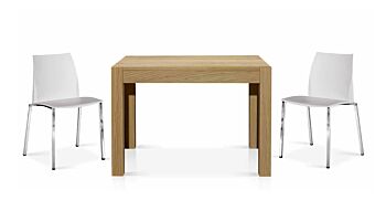 Tavolo allungabile in legno, finitura rovere naturale, apertura con binario