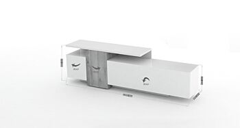 Porta tv moderno bianco e beton, made in Italy in offerta