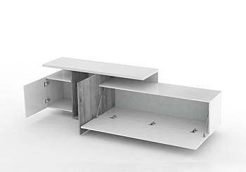 Porta tv moderno bianco e beton, made in Italy in offerta