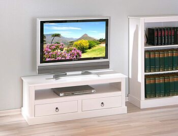 Porta Tv Moderno di Design, in Legno di Pino Massello Bianco P.45