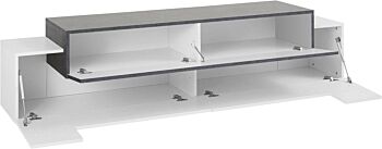 Mobile porta tv moderno L.200 con 3 ante in finitura Bianco lucido e Ardesia