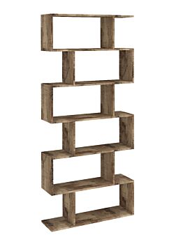 Libreria moderna verticale, colore pero, 6 ripiani, made in Italy